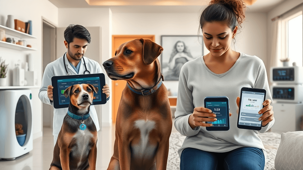Cena hiper realista de clínica veterinária e sala de estar brasileira (1)