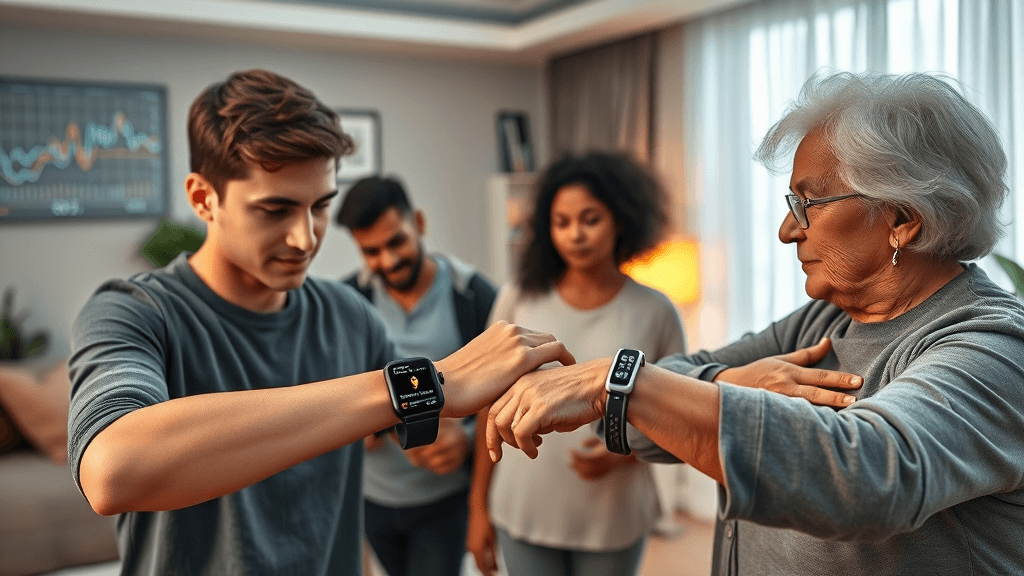 Cena moderna de convivência com tecnologia wearable (1)