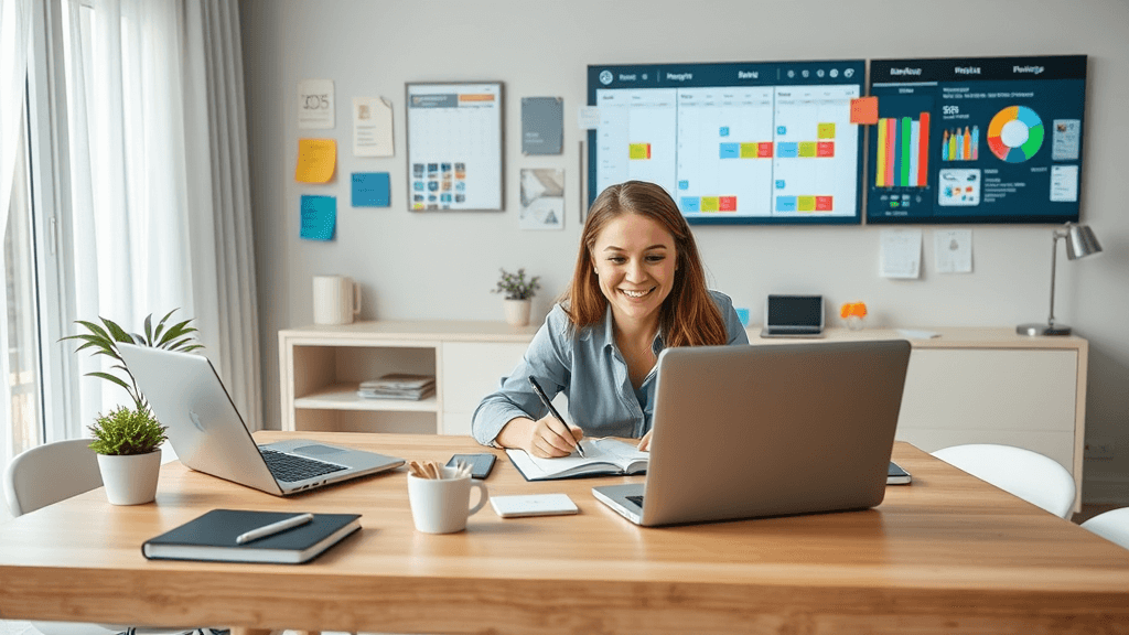 Modern and bright home office scene (1)