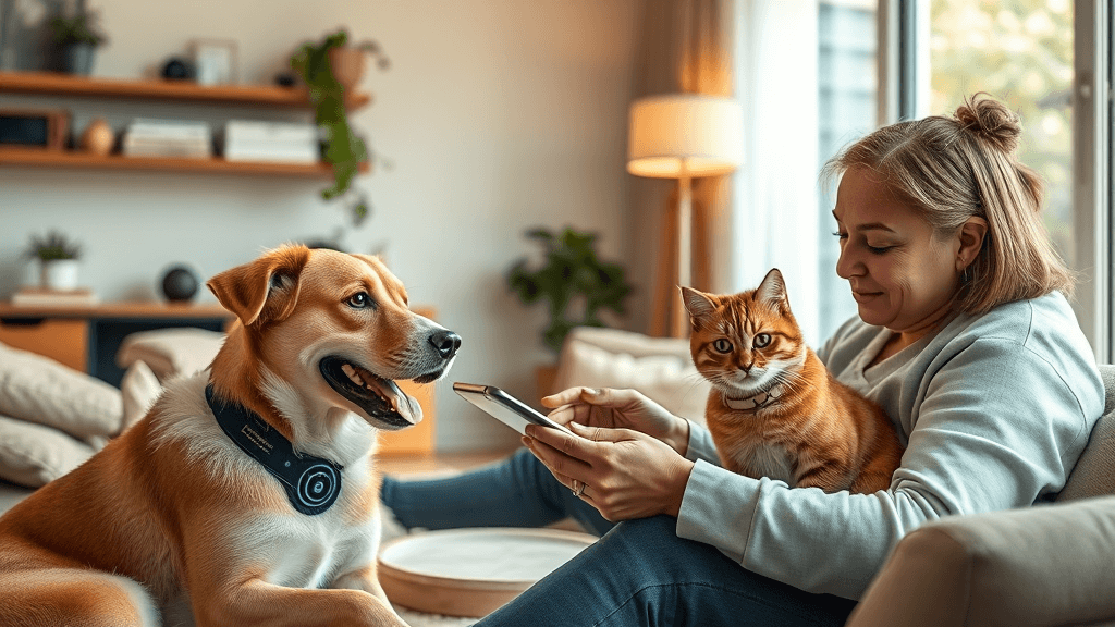 Ambiente doméstico moderno com pets tecnológicos (1)