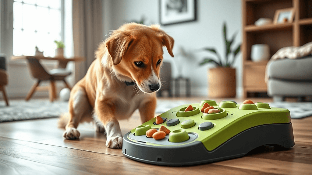 Cão brincando com brinquedo de enriquecimento mental (1)