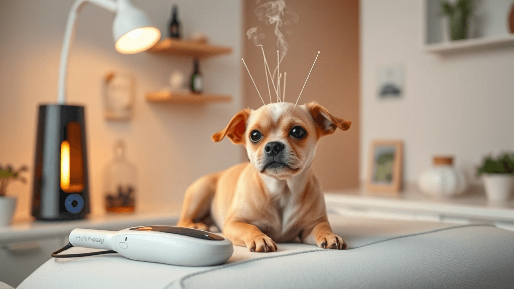 Veterinary clinic with digital acupuncture for a dog (1)